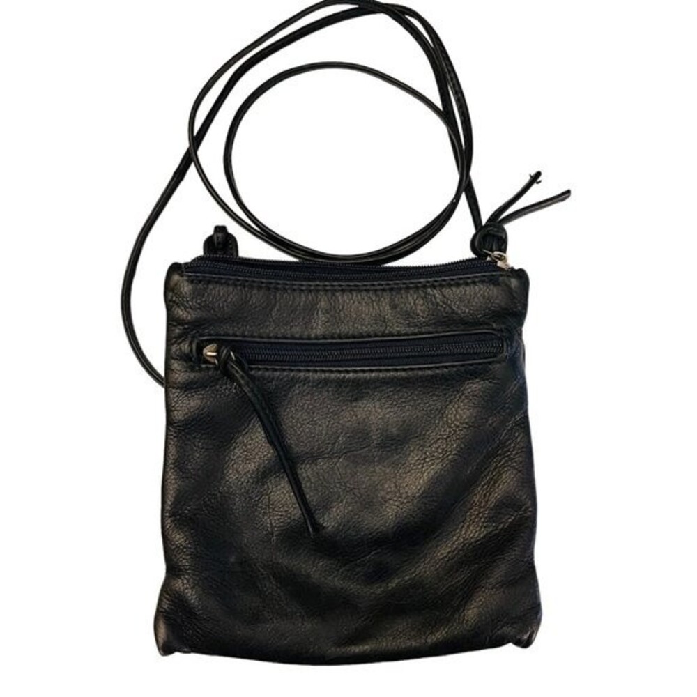 Soft Blue Leather with Shoulder Strap Made in Italy Top Zip Front Zip